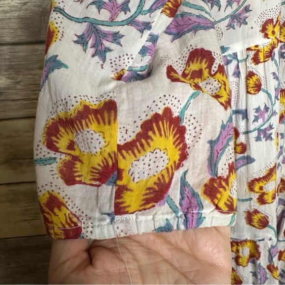 Anthropologie PAREKH BUGBEE S/M Lulu Summer Maxi Dress in white floral batik - Picture 4 of 9